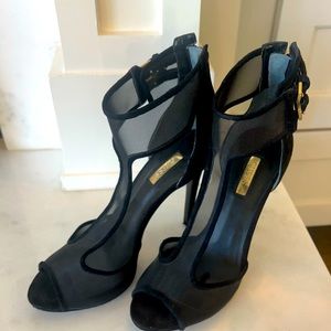 Guess black mesh front heels